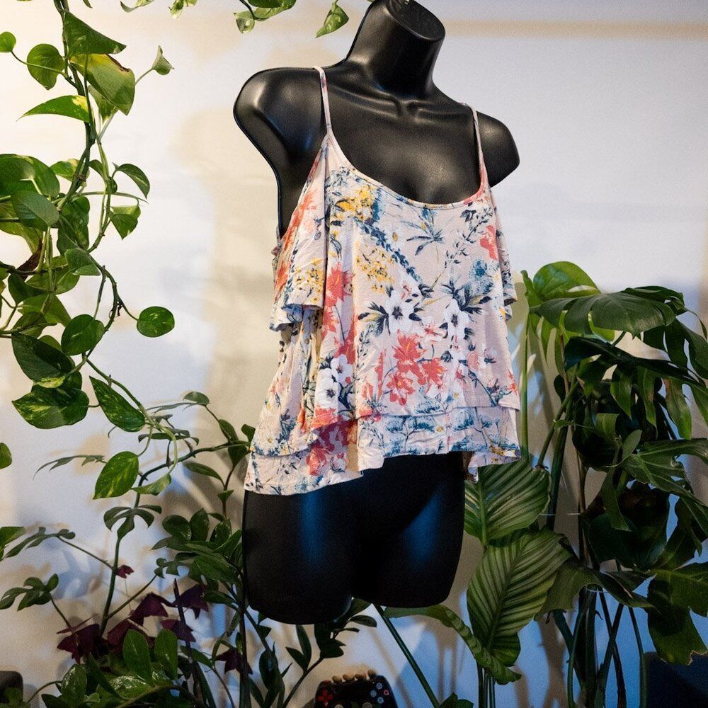 Charlotte Russe Floral Crop Camisole, Size M